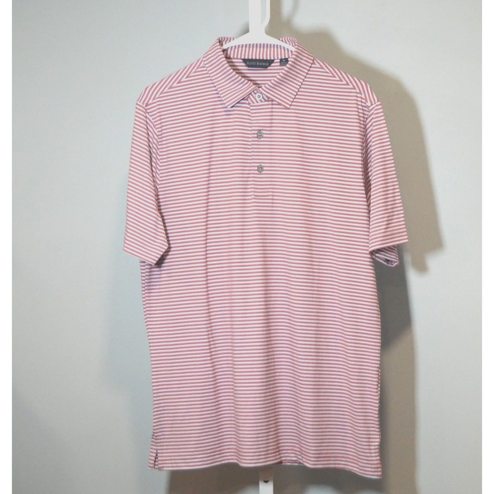 NWOT Scott Barber Men's Red/Gray 3-Button Polo Comfort Stretch Ultra Soft Size M